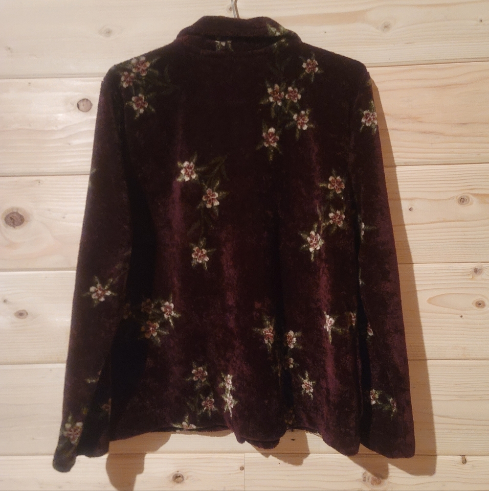 Vintage County Clothing Co Burgundy Jacket With Floral Design Size XL 22x25 - Picture 2 of 3